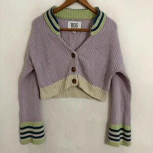 Urban Outfitters Y2K Crop Knit Cardigan Sweater Womens S Boho Festival Hippie